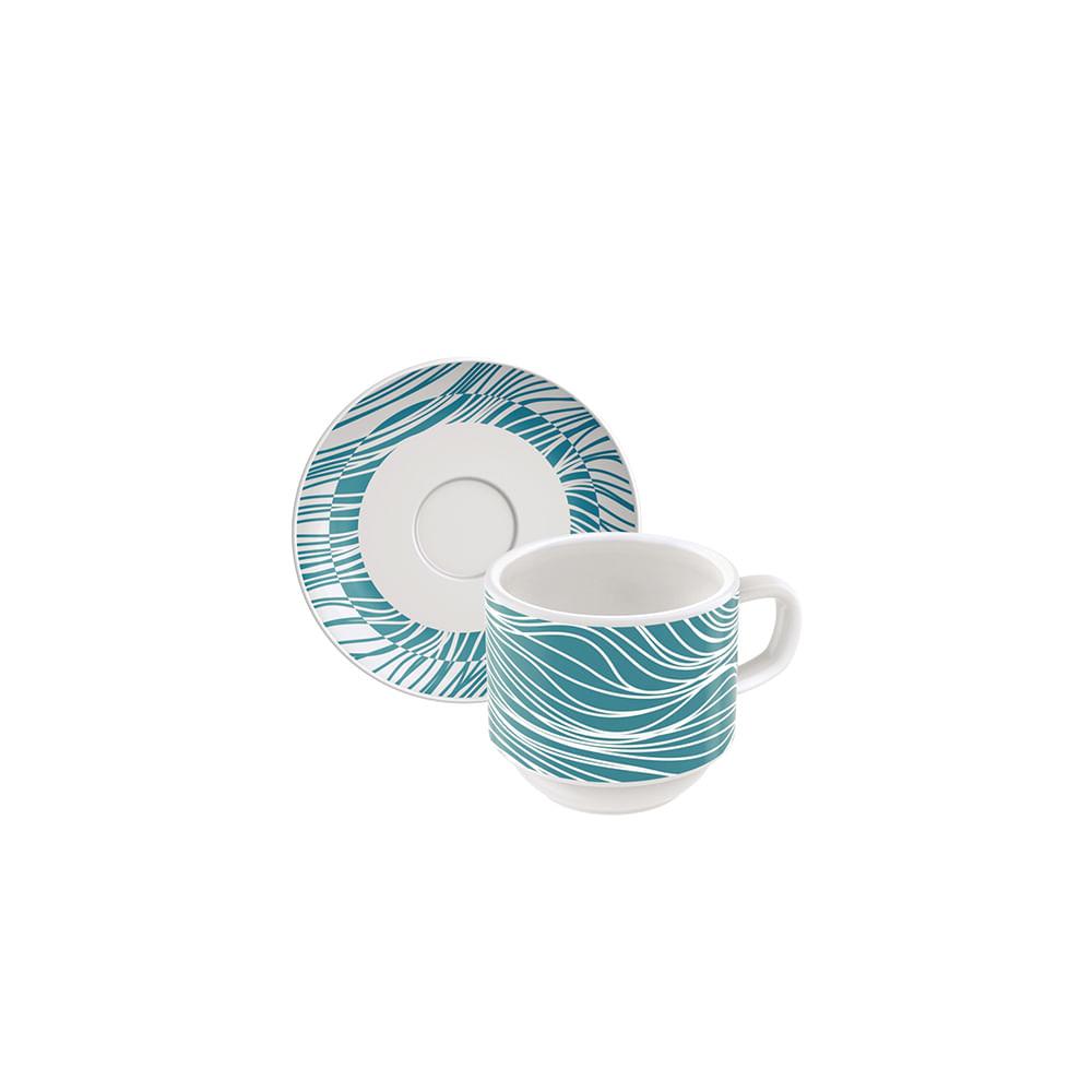Conjunto Xícara e Pires de Café Clarice em Porcelana Decorada - Tramontina - 1