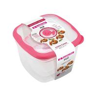 Conjunto de Potes Plásticos Quadrados Herméticos Baixos Flor Rosa 3pçs - Sanremo - 1