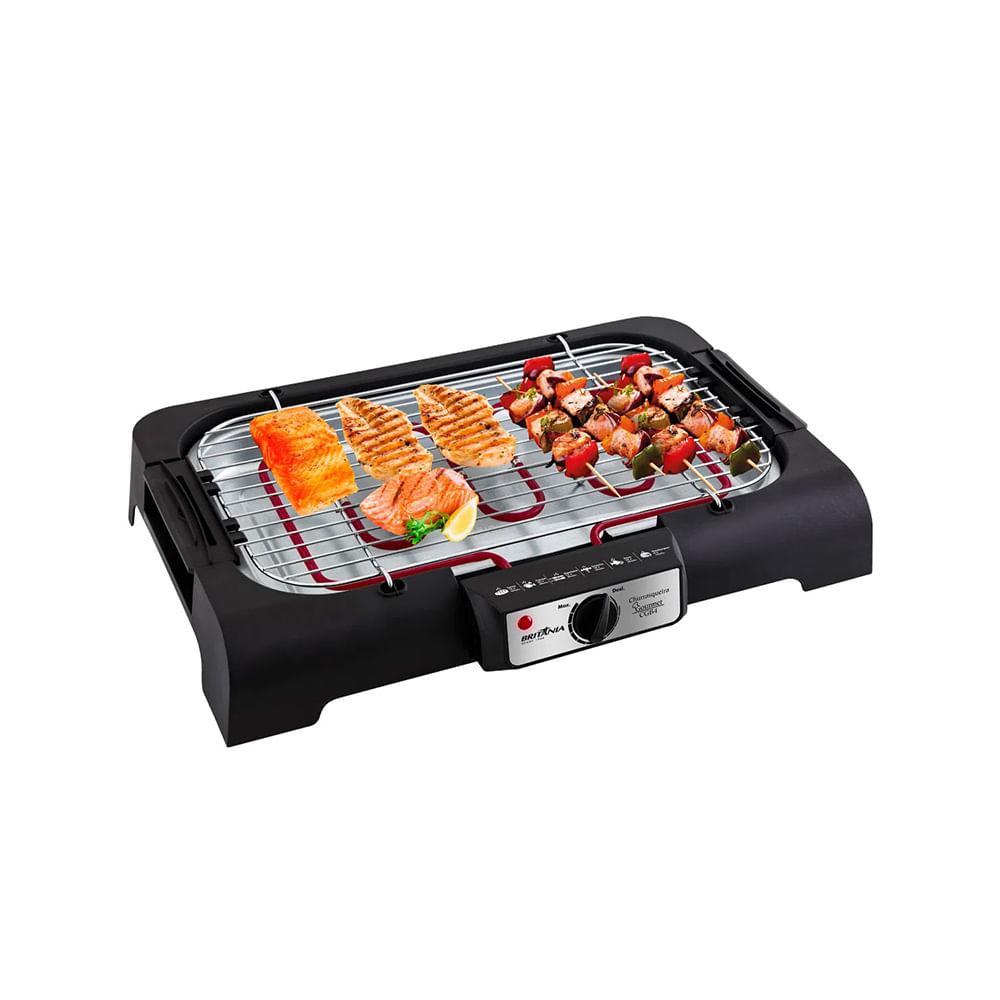 Churrasqueira Elétrica Gourmet c/ Base para Apoio Preta 110V - Britânia - 2
