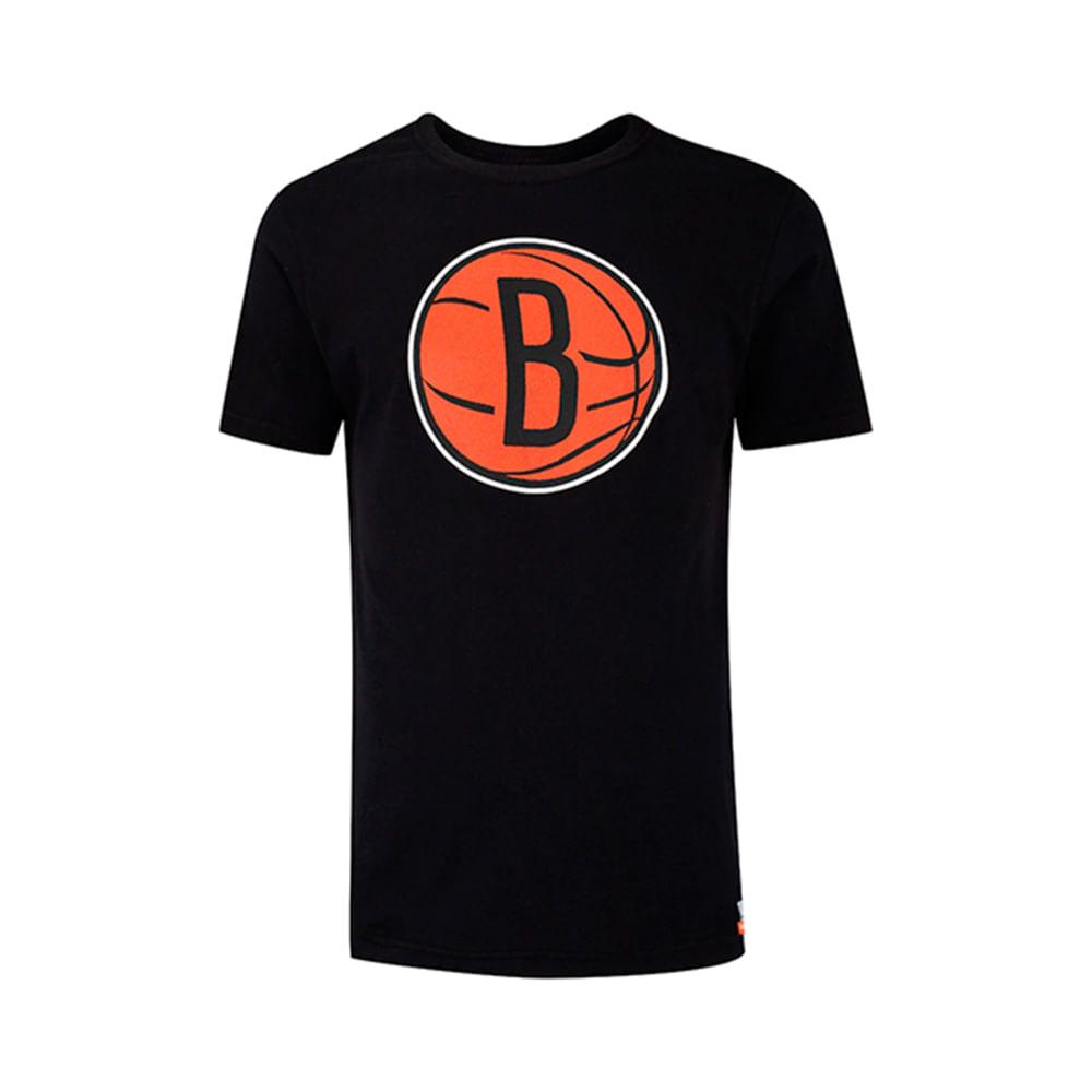 Camiseta Básica Masculina Estampada Brooklyn Nets Preta N548A - NBA - 1