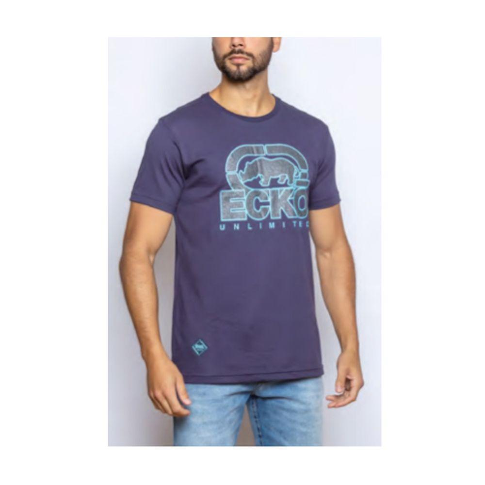 Camiseta Básica Masculina com Estampa Glitter Marinho K863A - Ecko - 1