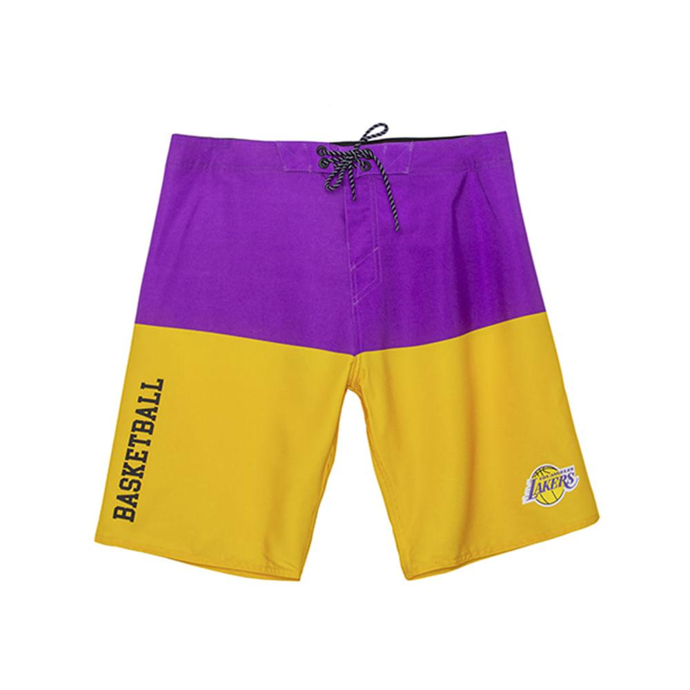 Boardshort Sintético Masculino Sublimado Los Angeles Lakers Roxo N698A - NBA - 1