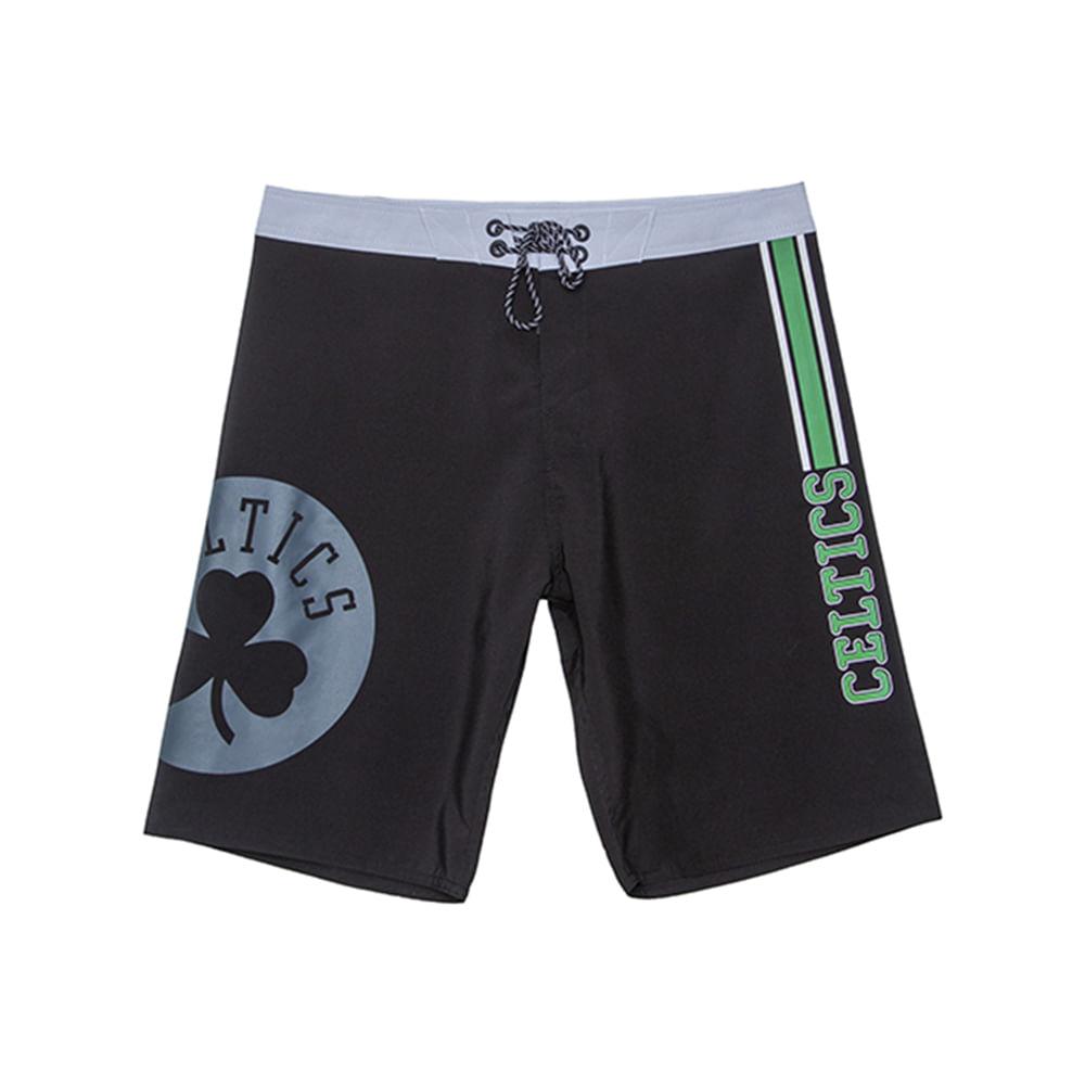 Boardshort Sintético Masculino Estampado Boston Celtics Preto N694A - NBA - 1