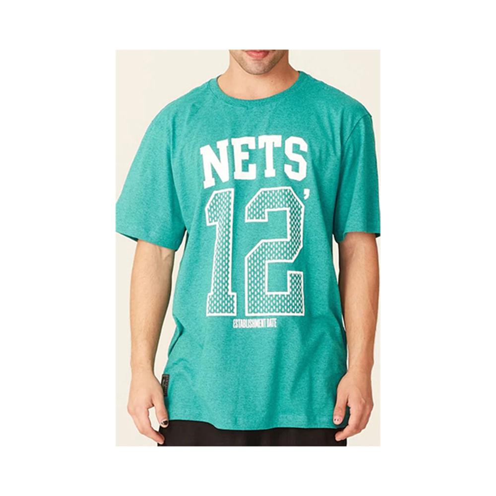 Camiseta Básica Masculina Estampada Brooklyn Nets Verde Mescla N543A - NBA - 1