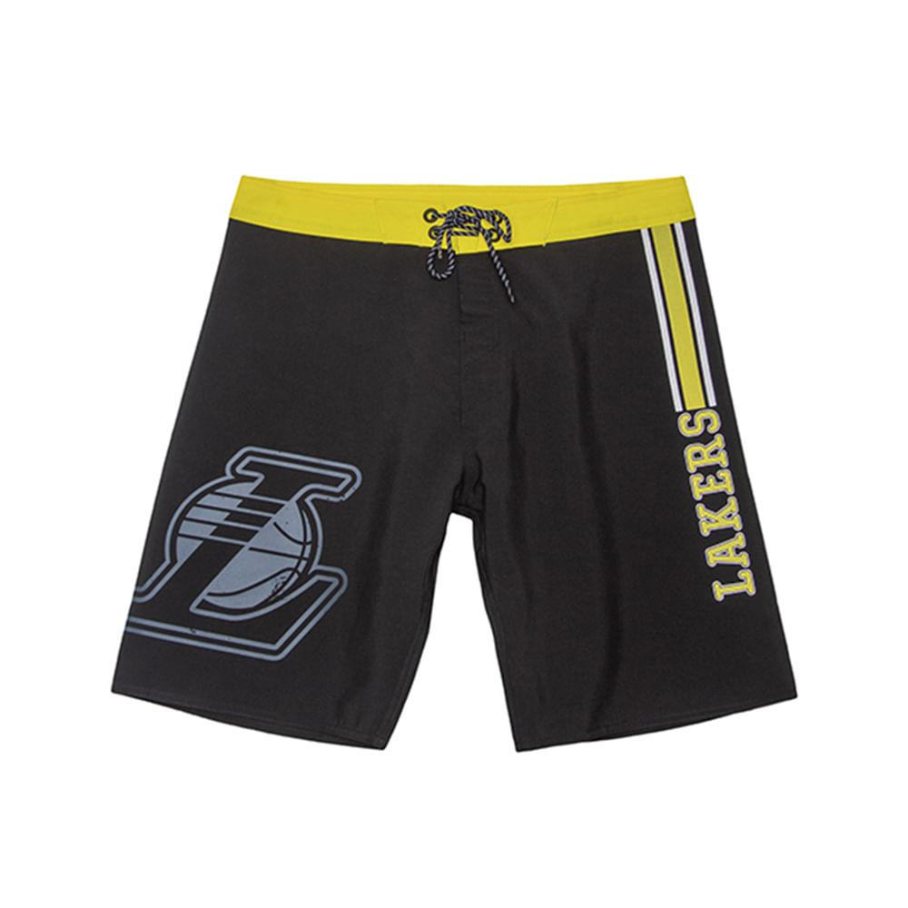 Boardshort Sintético Masculino Sublimado Los Angeles Lakers Preto N693A - NBA - 1