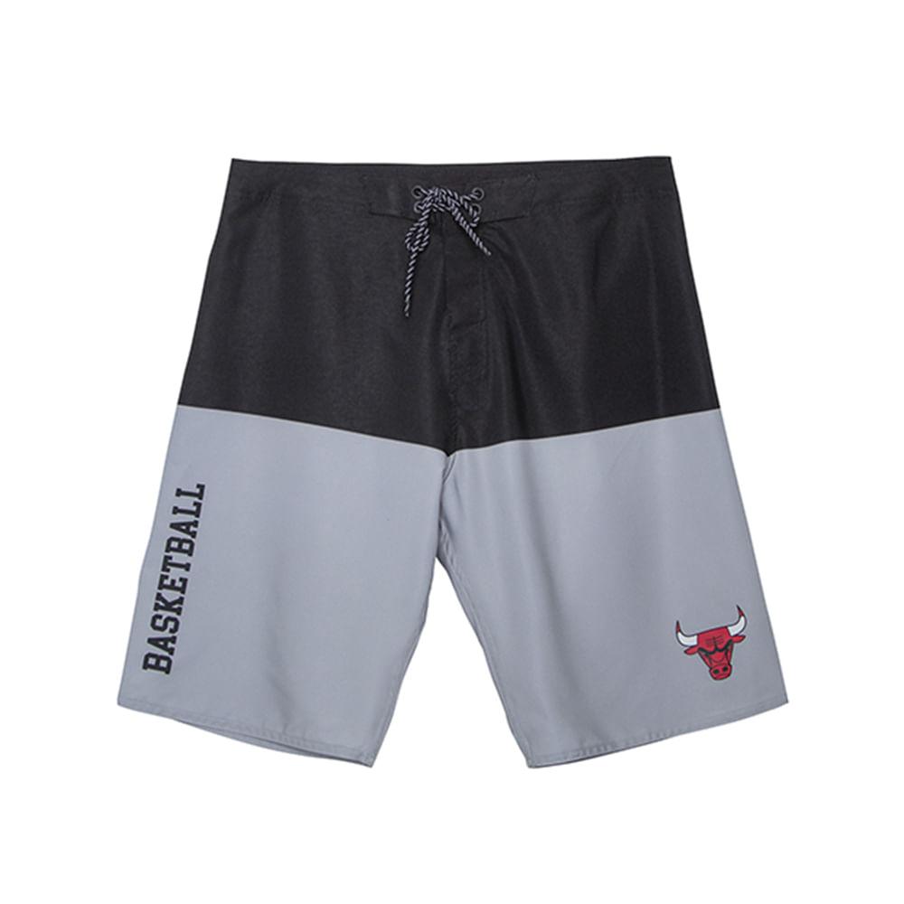 Boardshort Sintético Masculino Sublimado Chicago Bulls Preto N697A - NBA - 1