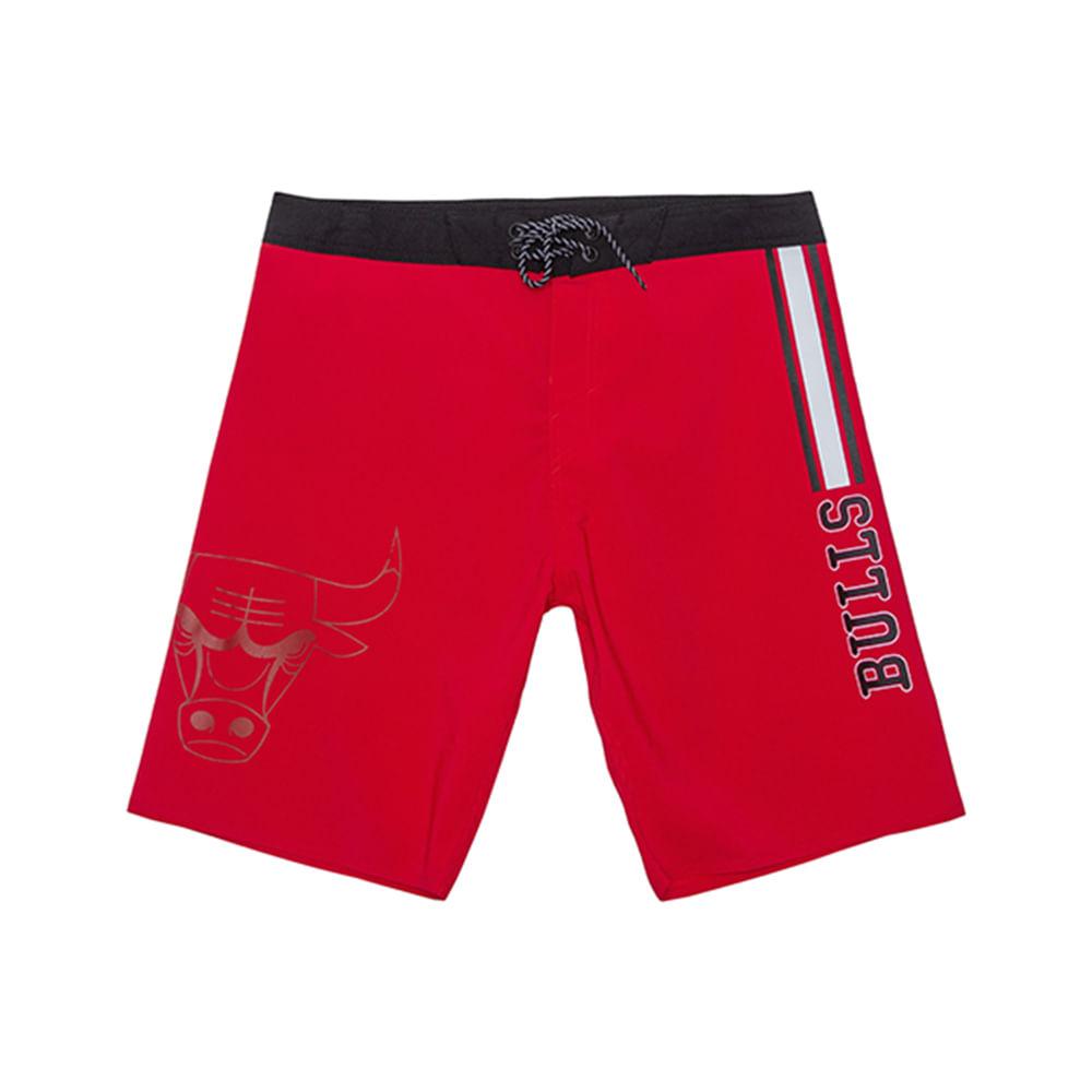 Boardshort Sintético Masculino Estampado Vermelho Chicago Bulls N695A - NBA - 1