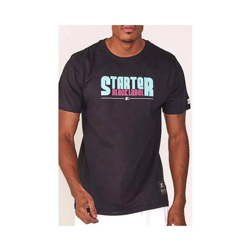 Camiseta Básica Masculina Estampada Preta T771A - Starter - 2