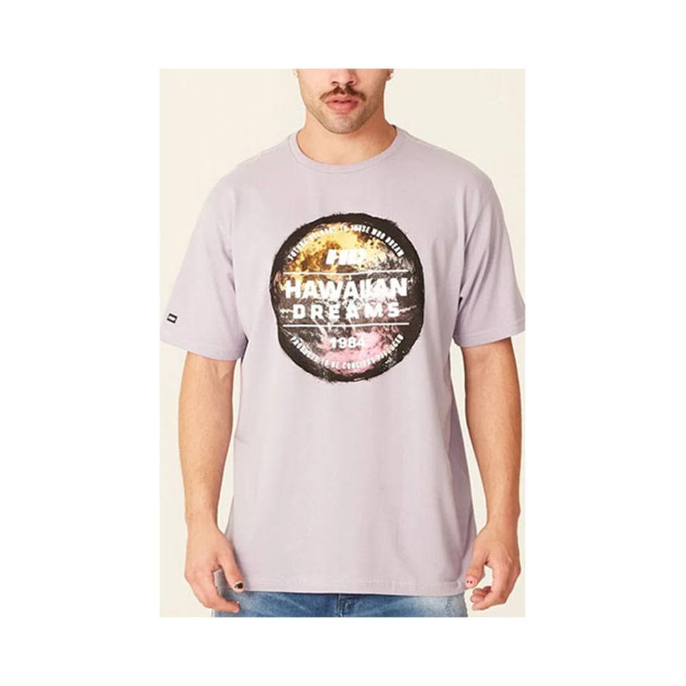 Camiseta Básica Masculina Estampada Lilas 9648A - HD - 1