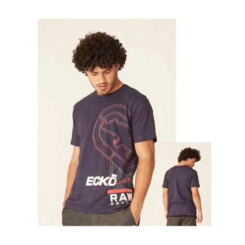 Camiseta Básica Masculina com Estampa Frente Total e Relevo Marinho K836A - Ecko