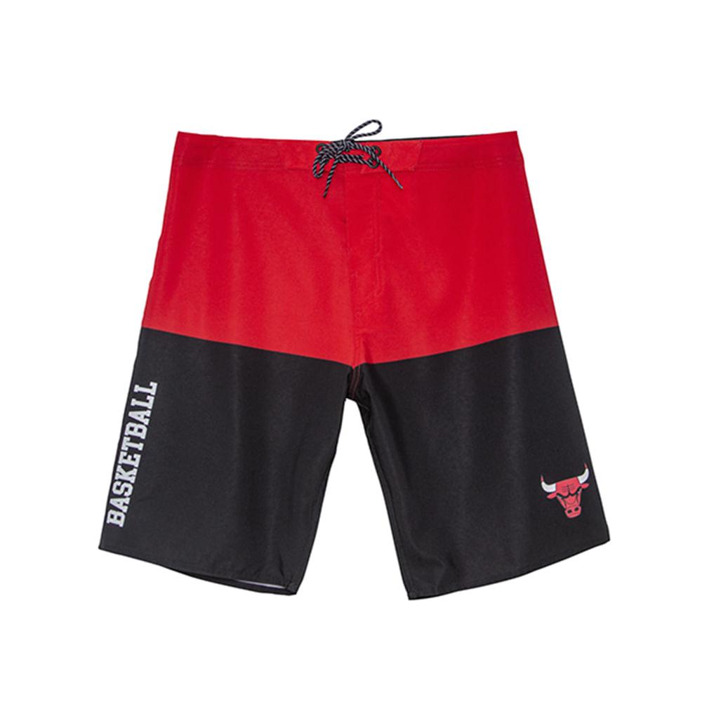 Boardshort Sintético Masculino Sublimado Chicago Bulls Vermelho N697A - NBA - 1