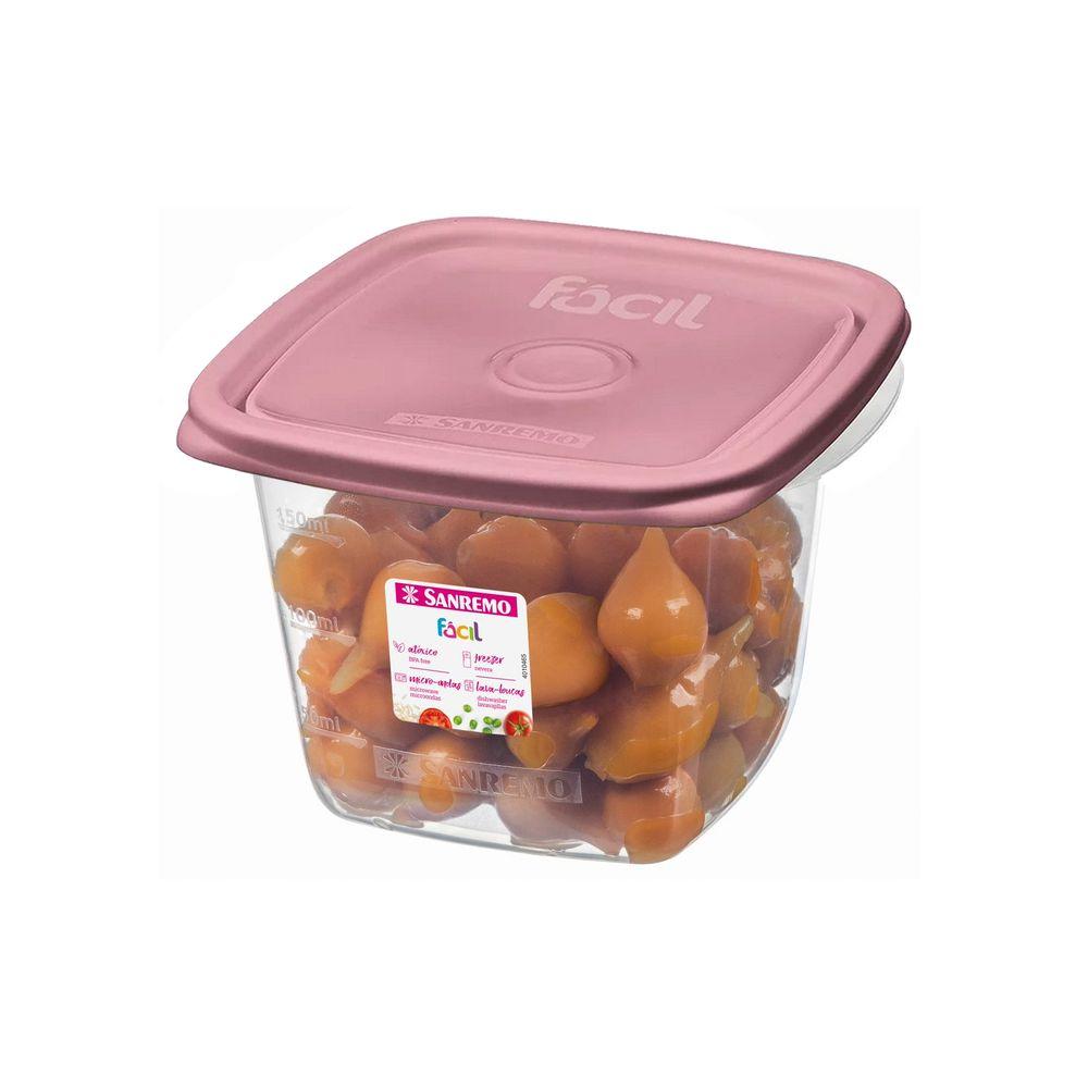 Pote Plástico Quadrado Fácil Rosa 360ml - Sanremo - 1