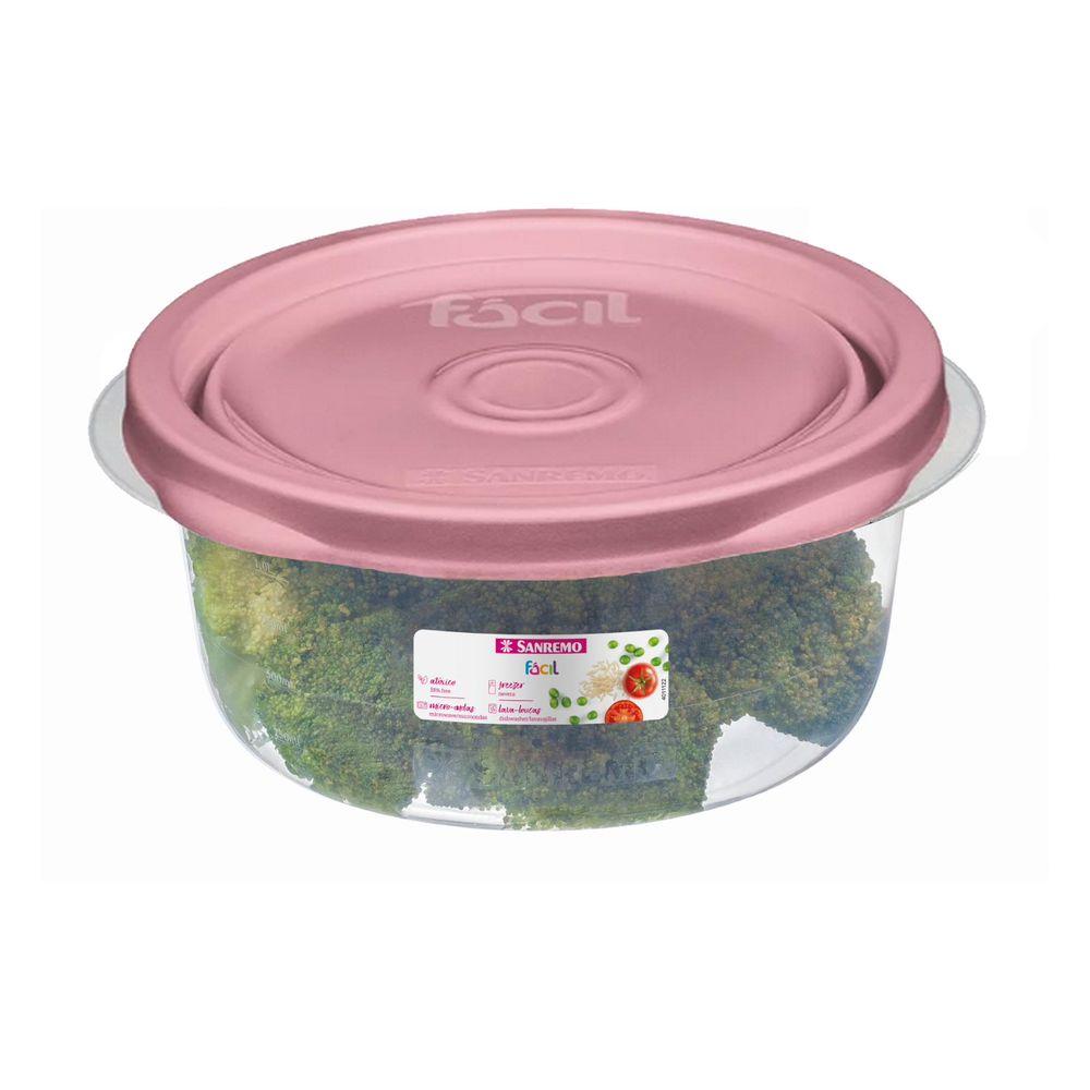 Pote Plástico Redondo Fácil Rosa 1300ml - Sanremo - 1