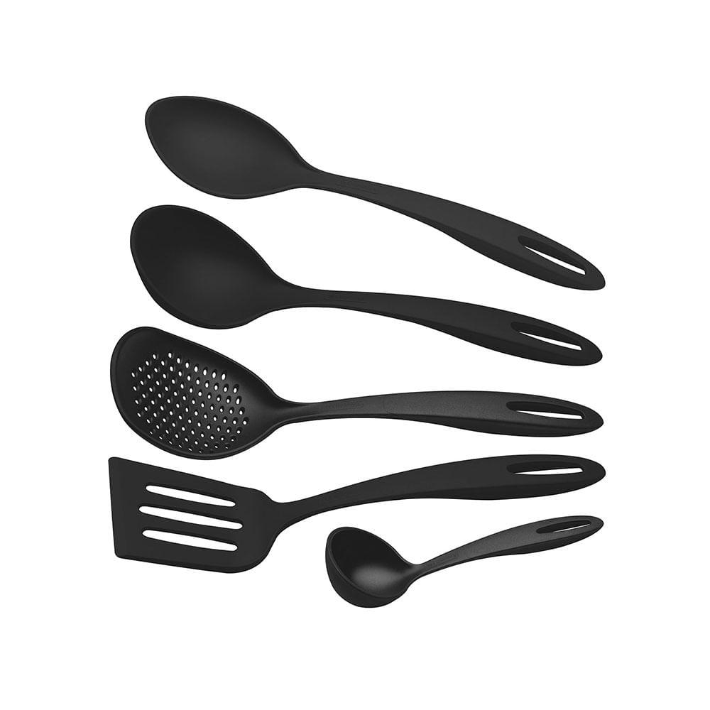 Jogo de Utensílios Ability em Nylon Preto 5pçs - Tramontina - 1