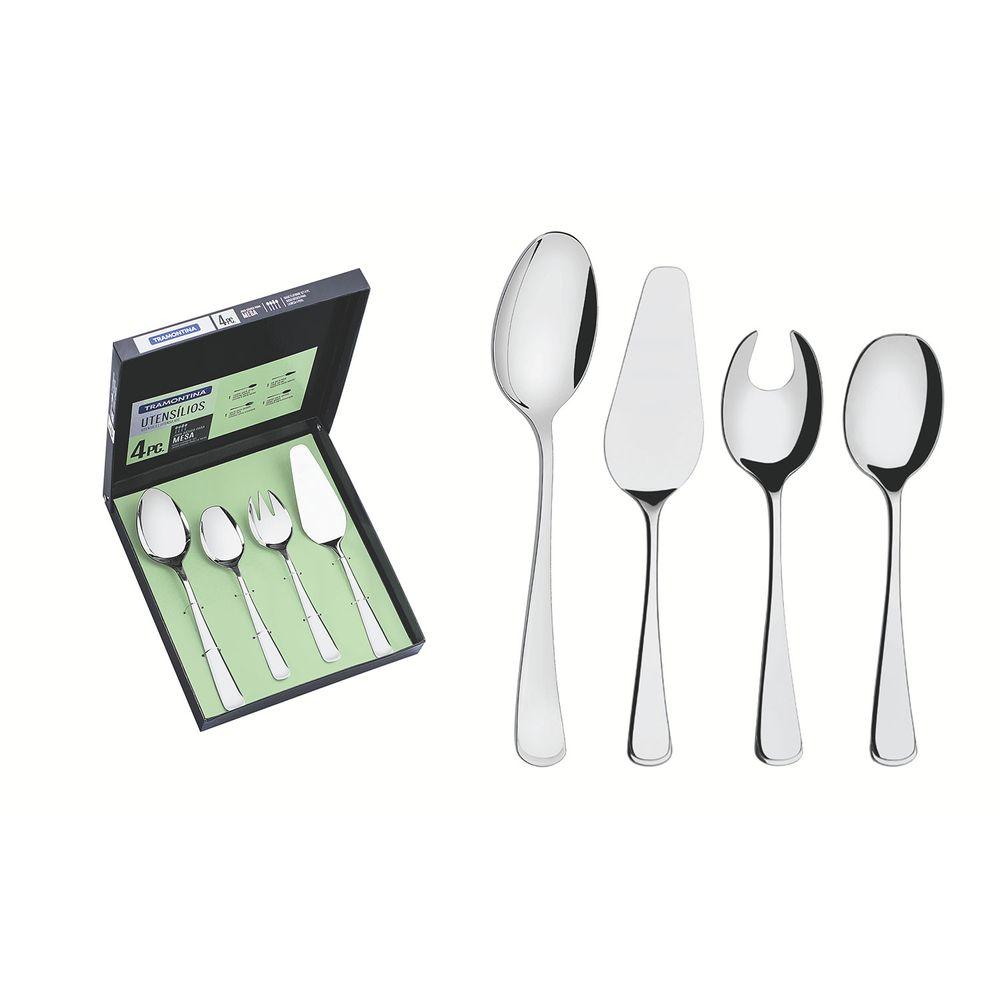 Conjunto de Utensílios em Aço Inox com Acabamento Alto Brilho Mônaco 4pçs - Tramontina - 2
