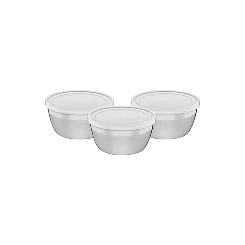 Conjunto de Potes em Aço Inox com Tampa Plástica Freezinox 300ml 3pçs - Tramontina - 1
