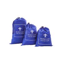 Kit Saco com Cordão para Viagem Azul para P/M/G 3Pçs - Secalux - 1