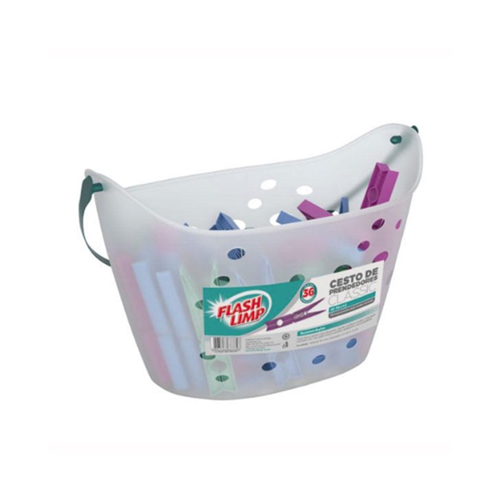 Cesto de Prendedores Classic 36pçs - FlashLimp - 1