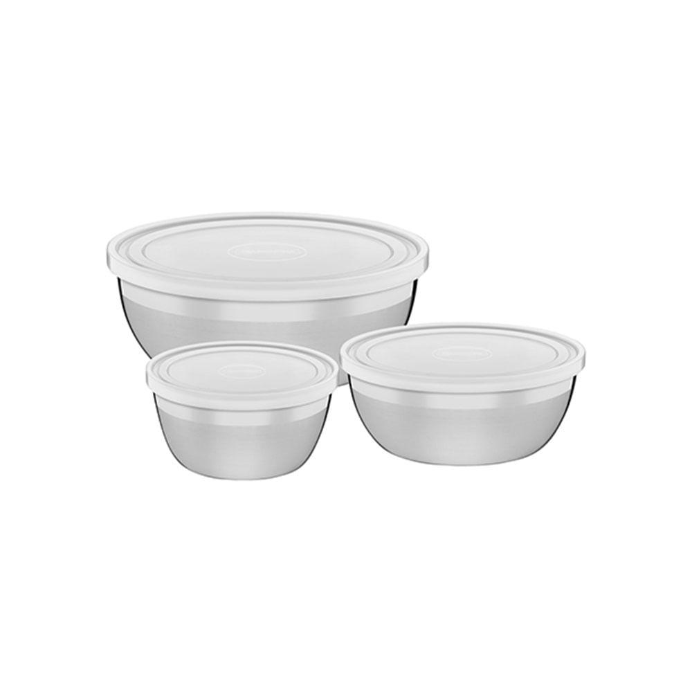 Conjunto de Potes em Aço Inox com Tampa Plástica Freezinox 3pçs - Tramontina - 1