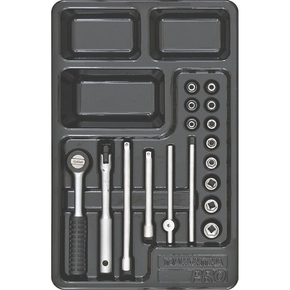 Módulo com Soquetes 1/4" PRO Cromado 17pçs - Tramontina - 1