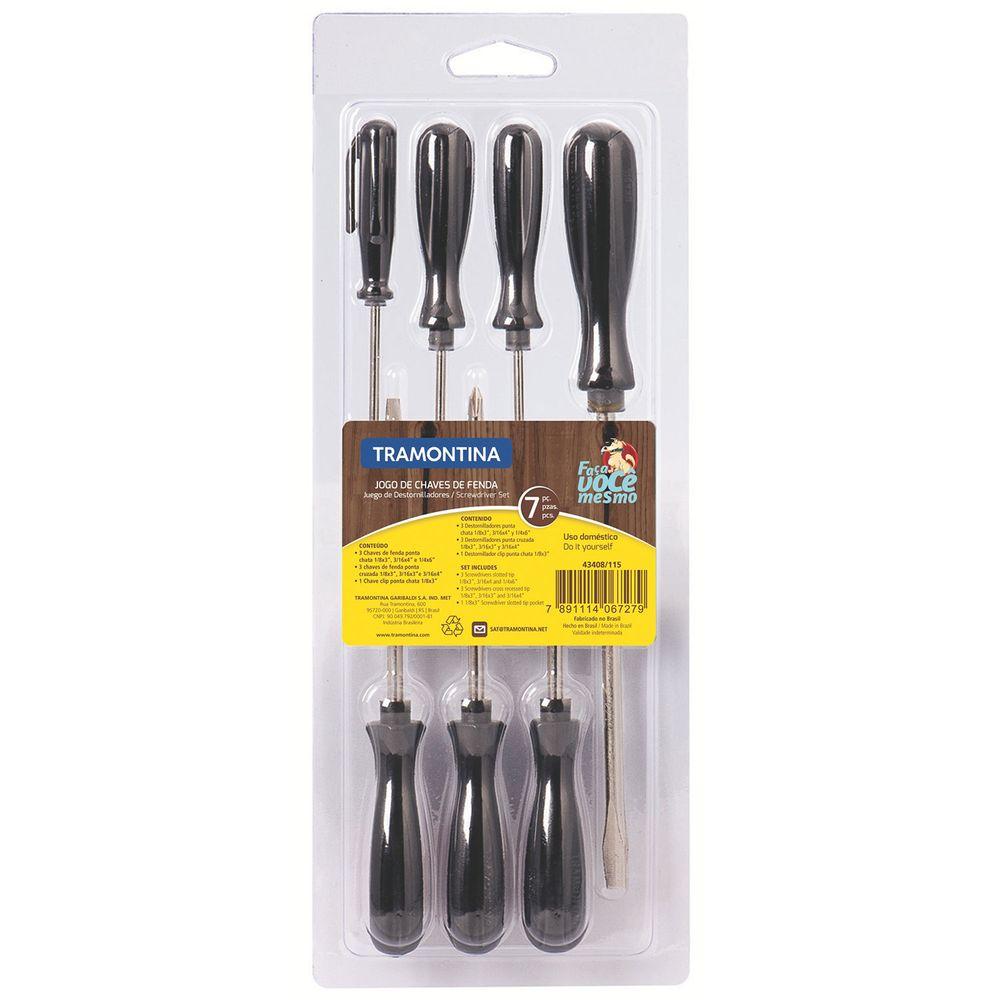 Jogo de Chaves de Fenda Preta 7pçs - Tramontina - 1