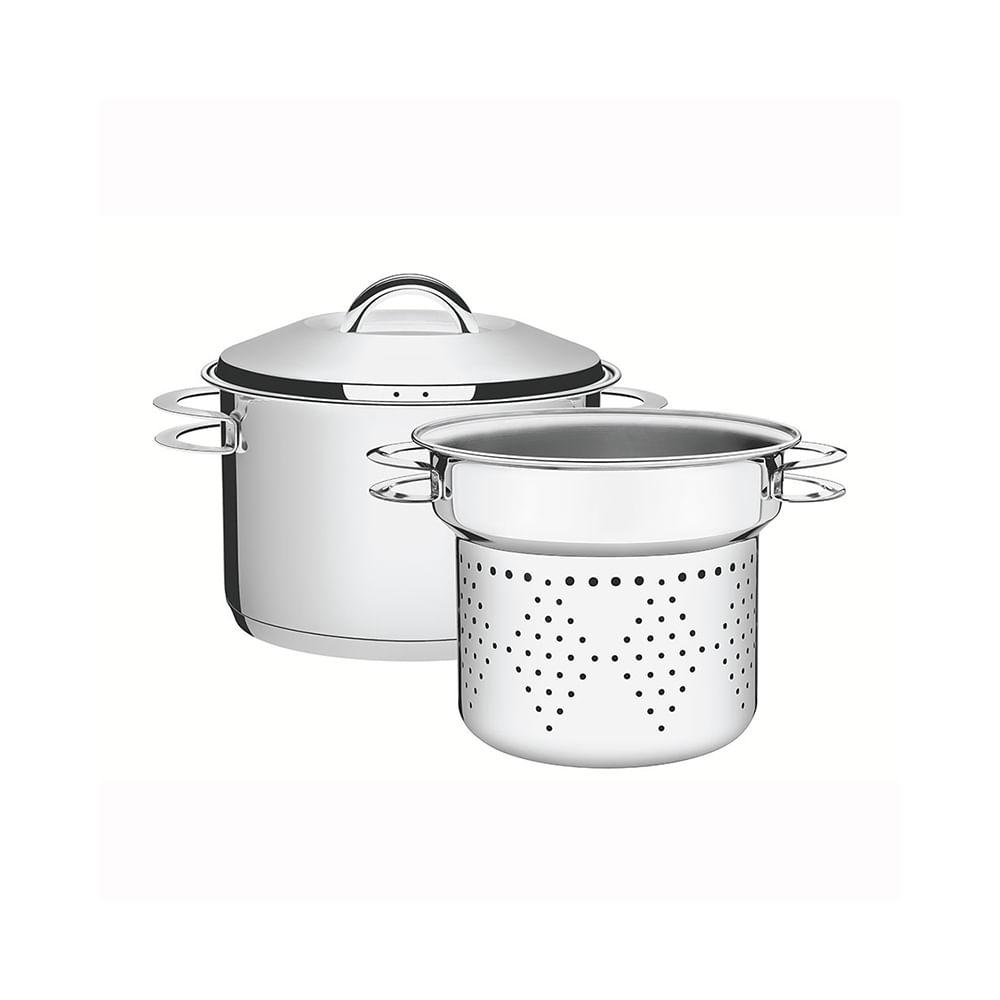 Jogo Cozi-Pasta Solar em Aço Inox Fundo Triplo com Alças 2pçs 24cm - Tramontina - 1