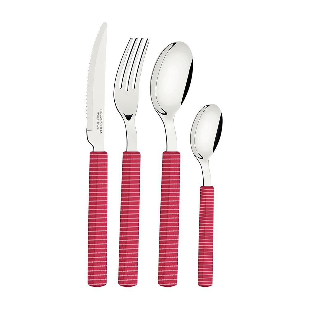Faqueiro Bliss com Lâminas em Inox e Cabos de Polipropileno Viva Magenta 16pçs - Tramontina - 1
