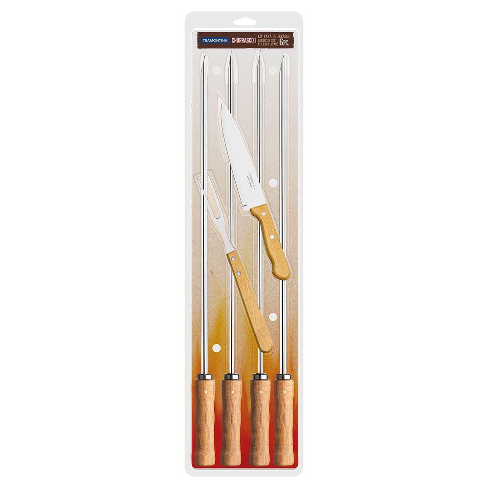 Jogo para Churrasco em Aço Inox e Madeira 6pçs - Tramontina - 2