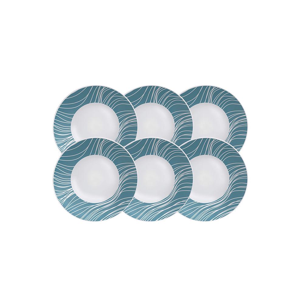 Kit Prato Sobremesa Clarice em Porcelana Decorada 19cm 6pçs - Tramontina - 1