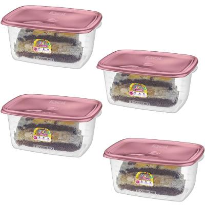 Kit com 04 Potes Retangulares Fácil Rosa 1400ml - Sanremo