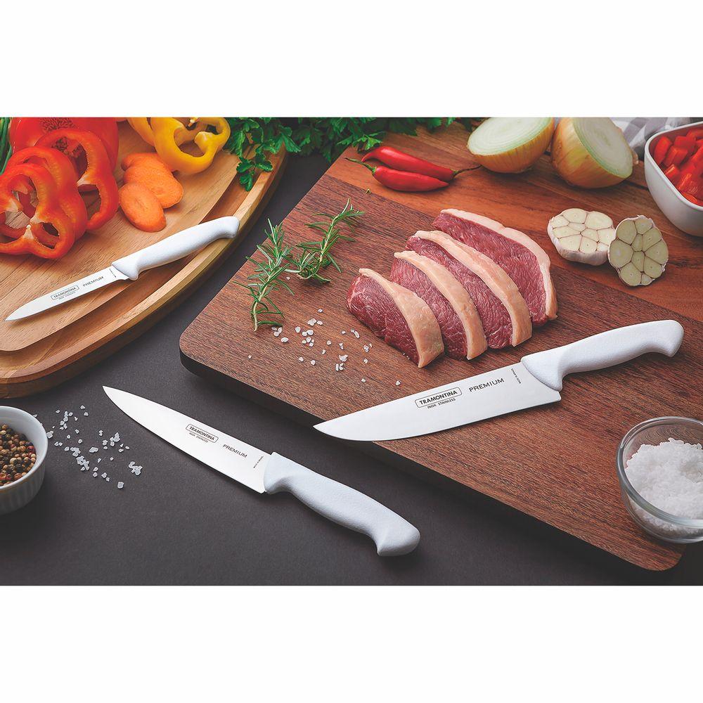 Jogo de Facas Premium com Lâminas em Aço Inox e Cabos de Polipropileno Branco 3pçs - Tramontina - 2