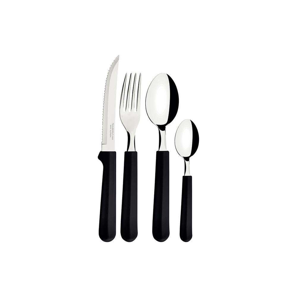 Faqueiro Tulum com Lâminas em Inox e Cabos de Polipropileno Preto 24pçs - Tramontina - 1