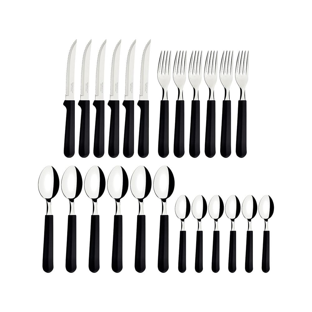 Faqueiro Tulum com Lâminas em Inox e Cabos de Polipropileno Preto 24pçs - Tramontina - 2