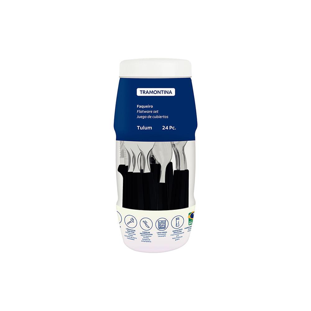 Faqueiro Tulum com Lâminas em Inox e Cabos de Polipropileno Preto 24pçs - Tramontina - 4