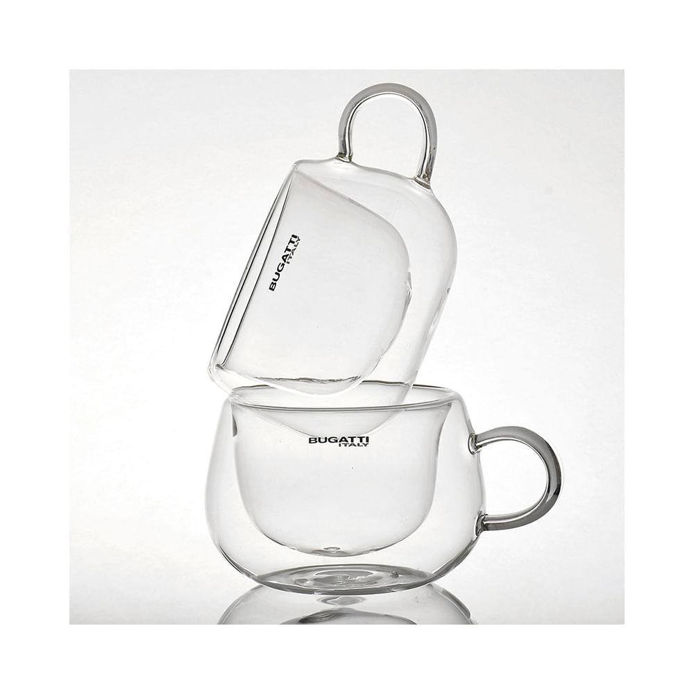 Conjunto de Xícaras de Chá Parede Dupla com Alça 200ml - Bugatti - 1