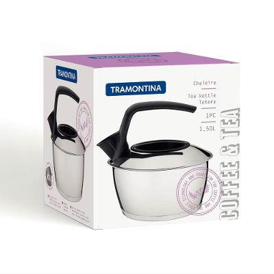 Chaleira em Aço Inox Fundo Triplo com Cabo Chá e Café Preta 1,5L - Tramontina