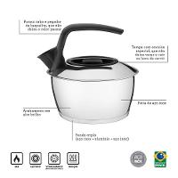 Chaleira em Aço Inox Fundo Triplo com Cabo Chá e Café Preta 1,5L - Tramontina - 2