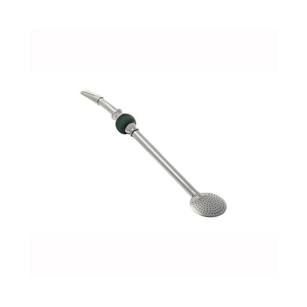 Bomba de Chimarrão Ilex em Inox com Rosca e Pedra Ágata Verde 25cm - Tramontina - 1