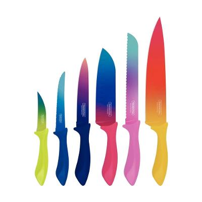 Jogo de Facas Colorcut com Lâminas Inox e Cabos Polipropileno Pintado 6pçs - Tramontina