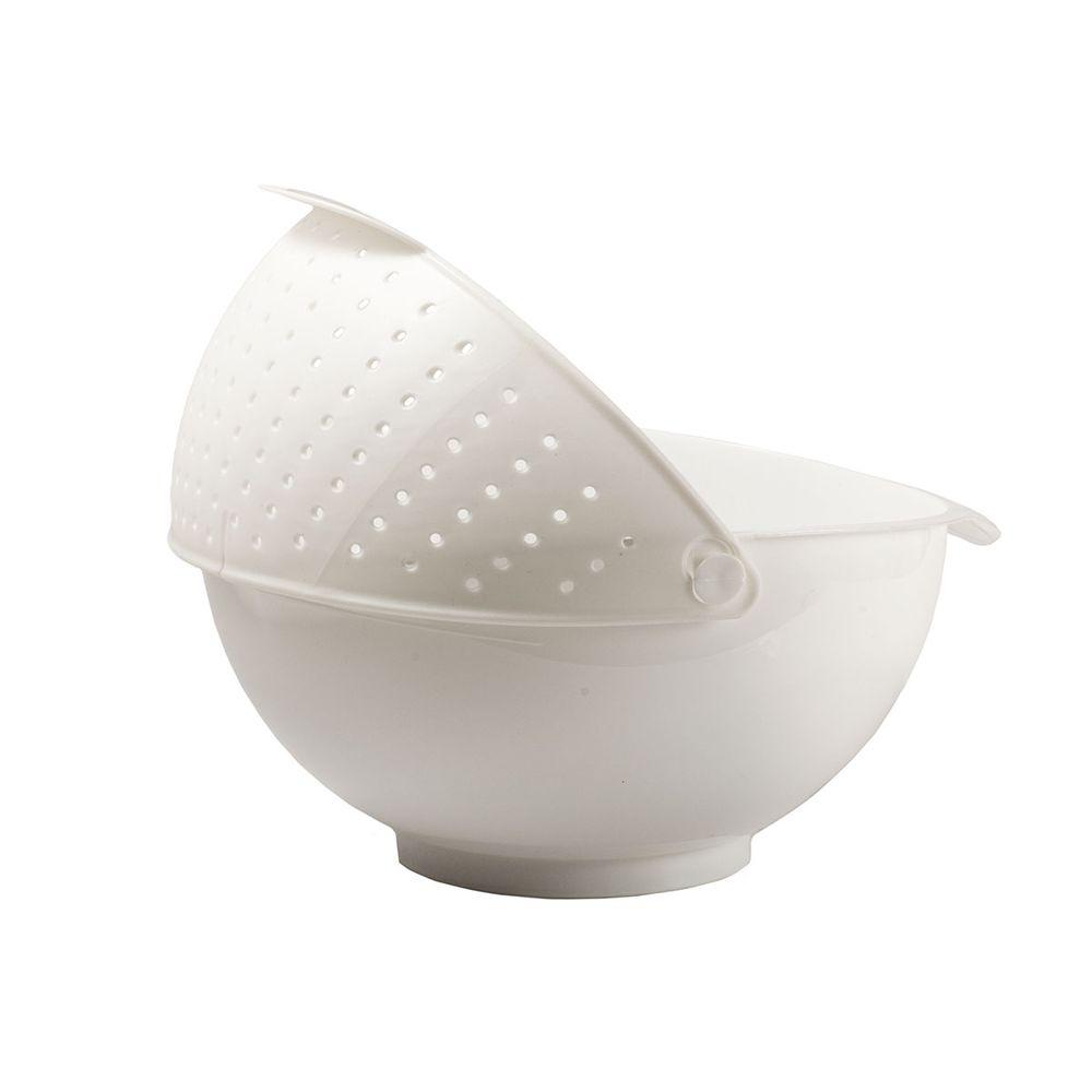 Tigela Escorredor Macarrão Legumes Retrátil Branco - 1