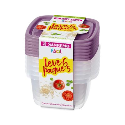 Conjunto de Potes Quadrados Plástico 800ml Roxo 6pçs - Sanremo