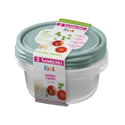 Conjunto de Potes Redondos Plástico 1,3L Verde 3pçs - Sanremo
