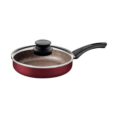 Frigideira Reta Paris em Alumínio com Revestimento Antiaderente Vermelho e Tampa de Vidro 22cm - Tramontina