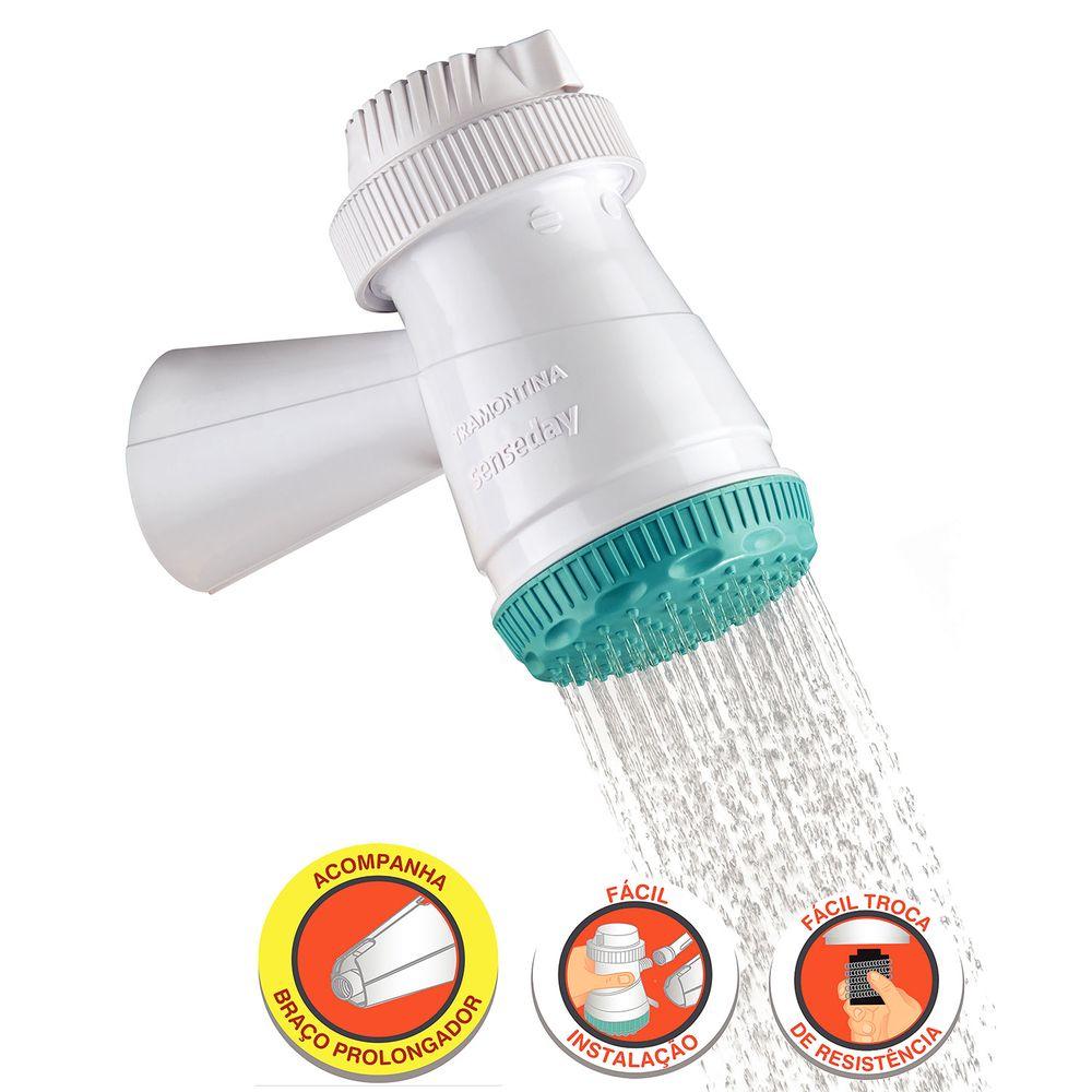 Ducha Elétrica com 3 Temperaturas 5500W Branca e Verde 220V - Tramontina - 2