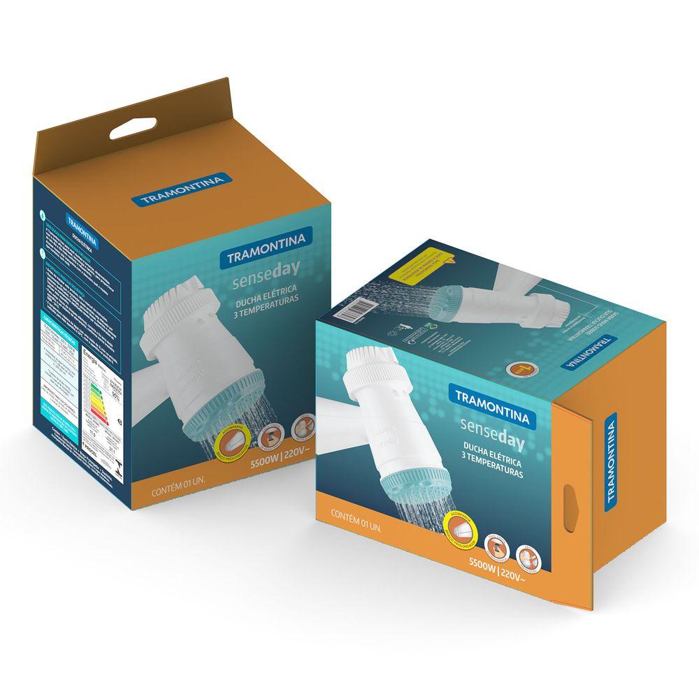 Ducha Elétrica com 3 Temperaturas 5500W Branca e Verde 220V - Tramontina - 4