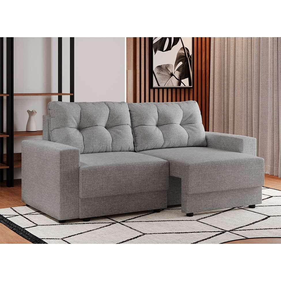 Sofá 3 Lugares Retrátil Lubeck Linho Cinza - 1