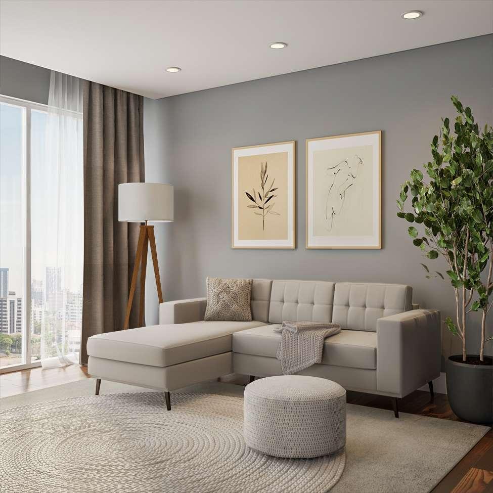 Sofá 3 Lugares Calmness com Chaise Esquerdo Pé Palito Linho Cotton Cru - 1