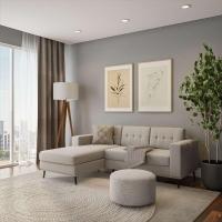 Sofá 3 Lugares Calmness com Chaise Esquerdo Pé Palito Linho Cotton Cru - 1