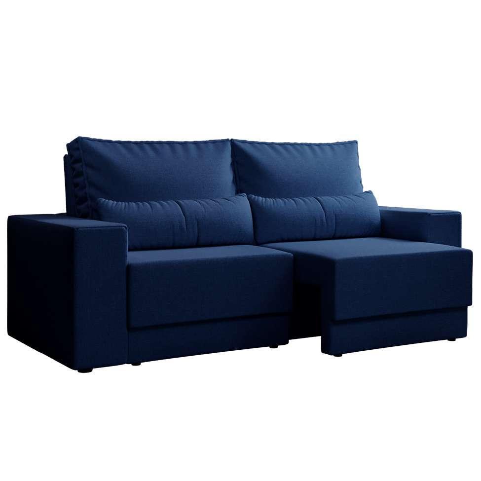 Sofá 3 Lugares Retrátil Sochi Linho Azul Marinho - 1