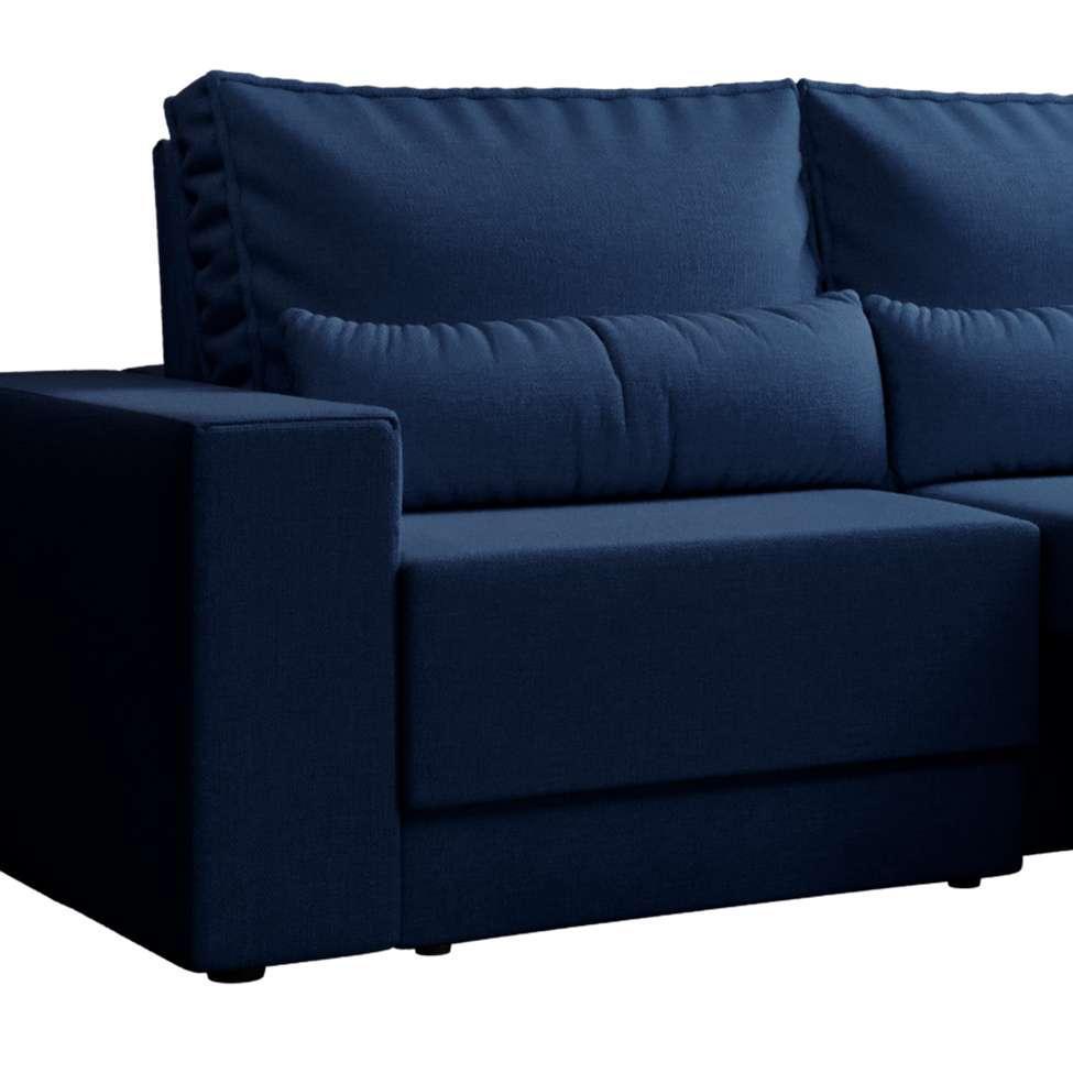 Sofá 3 Lugares Retrátil Sochi Linho Azul Marinho - 6
